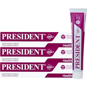 President KIT 3 DENTIFRICIO PROFI con Clorexidina 0,20% Azione Igienizzante Antibatterica intensiva per parodontopatie, gengive irritate sanguinanti e dopo interventi chirurgici. RDA 30. 3X75ml