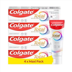 Colgate Dentifricio Total Original Antibatterico, Protezione 24h, 4x100ml