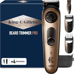 King C. Gillette Rasoio Elettrico Barba Pro, Selettore di Precisione, Cura Barba Uomo, 40 Impostazioni di Lunghezza, Lame Rasoio Affilate, Pettini Regolatori, Testine Lavabili, Idea Regalo Uomo
