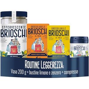 Brioschi Kit Routine Digestiva, Vaso Effervescente Classico, Orosolubile Zenzero, Orosolubile Limone, Compresse Masticabili