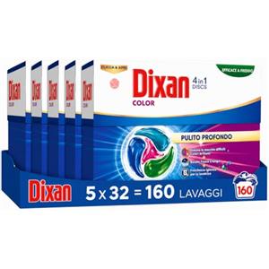 Dixan Pulito Profondo 4in1 Discs Color, discs per il bucato - Elimina le macchie difficili, Colori brillanti, Bucato fresco a lungo, Freschezza igienica per la lavatrice, 32 lavaggi