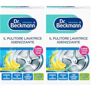 Dr. Beckmann Pulitore Lavatrice Igienizzate, Prodotto cura lavatrice con carboni attivi, Rimuove odori spiacevoli, 250 g, Confezione da 2