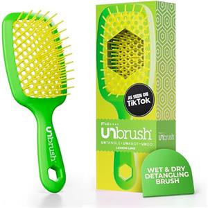 FHI Heat Spazzola Capelli Indolore UNbrush, Adatta a Tutti i Tipi di Capelli, Bagnati o Asciutti - Spazzola Districante per Capelli Ventilata con Setole Antistatiche DuoFlex - Verde Lime