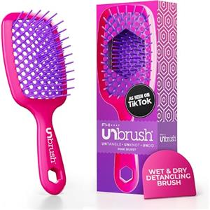 FHI Heat Spazzola Capelli Indolore UNbrush, Adatta a Tutti i Tipi di Capelli, Bagnati o Asciutti - Spazzola Districante per Capelli Ventilata con Setole Antistatiche DuoFlex - Rosa Burst