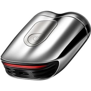 METZ Skyworth Metz SuperCar Rasoio Elettrico Uomo, Rasatura Secco Umido Impermeabile IPX7 8000 RPM, Testina Magnetica, Doppio Retino, 60 min Autonomia, Ricarica Rapida 1h USB-C, Argento
