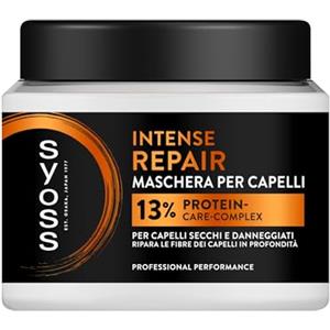 Syoss Maschera per capelli Intense Repair 400ml, 13% Protein-Care-Complex, Syoss Maschera per capelli secchi e danneggiati, ripara le fibre dei capelli in profondità