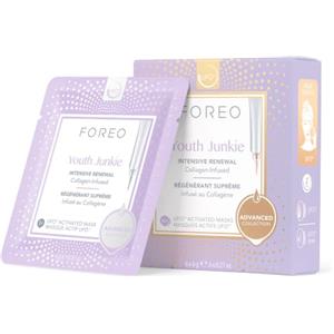 FOREO Youth Junkie Advanced Collection 2.0, Maschera Ufo, Maschera Viso Idratante, Kit Skincare, Collagene e Olio D'Oliva, Tutti i Tipi di Pelle, Pelle Secca, Maschera Viso Antirughe, Set da 6 Pezzi