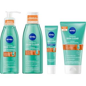 NIVEA Special Pack Derma Skin Clear Anti Imperfezioni, Gel detergente viso 150ml + Peeling notte 40ml + Scrub viso e corpo 150ml + Tonico astringente 200ml