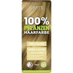 SANTE Naturkosmetik Colorazione vegetale per capelli, biondo vaniglia, 100 g, colorazione naturale con henné biologico e cassia, senza ammoniaca e perossido, vegana e dermatologicamente testata