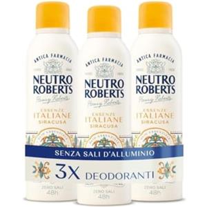 Neutro Roberts, Kit Deodoranti Spray Essenze Italiane Dolomiti, Siracusa e Firenze, Senza Sali di Alluminio, Zero Macchie, Con Puro Olio di Glicerina, Deodorante Donna e Uomo, 48h - 3 Pezzi da 200 ml