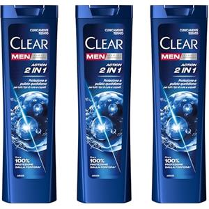 Clear Men Shampoo Uomo Action 2in1, 3x 225ml
