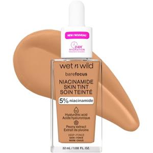 Wet n Wild Bare Focus Niacinamide Skin Tint, BB Cream Idratante con Acido Ialuronico, Fondotinta in Siero Leggero Oil-Free, Deep