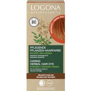 LOGONA Naturkosmetik Colorante vegetale per capelli in polvere vegana con henné biologico per colori intensi e lucentezza, colore per capelli vegetali rosso hennarot (rosso), 1 x 100 g