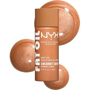 NYX Professional Makeup, Olio Corpo, Pelle Morbida e Idratata, Effetto Luminoso, Texture Leggera, Infuso co Olio di Avocado e Vitamina E, Fat Oil Body Oil, Shade: Coconut Cutie, 20 ml