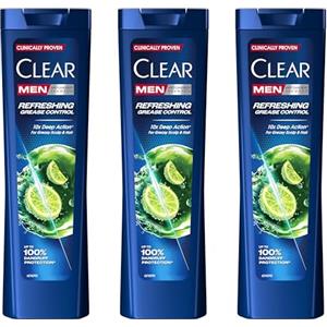 Clear Men Shampoo Uomo Refreshing Grease Control, 3x 225ml