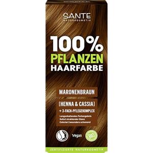 SANTE Naturkosmetik Colorazione vegetale per capelli, marrone castano, 100 g, colorazione naturale con henné biologico e cassia, senza ammoniaca e perossido, vegana e dermatologicamente testata