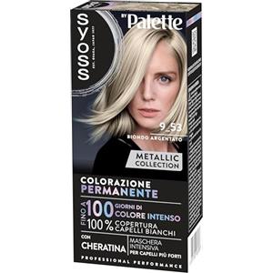 Syoss by Palette Metallic Collection Colorazione Permanente 9-53 Biondo Argentato, con Cheratina, per capelli per 100% copertura dei capelli bianchi e fino a 100 giorni di colore