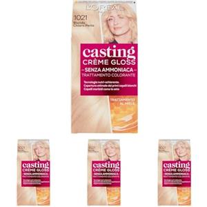 L'Oreal Paris L'Oréal Paris Casting Crème Gloss Colore Trattamento senza Ammoniaca, 1021 Biondo Chiaro Perla (Confezione da 4)