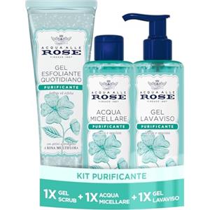 Acqua alle Rose, Acqua Micellare + Gel Purificante + Gel Scrub Esfoliante