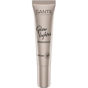 SANTE Naturkosmetik Liquid Highlighter 02 oro rosa, bagliore luminoso per zigomi e arco della sopracciglia, con aloe vera biologica, estratto di pompelmo biologico e vitamina E, 15 ml