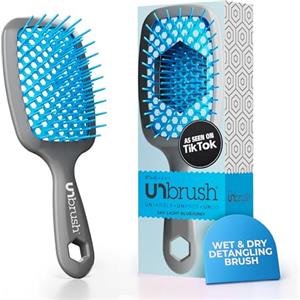 FHI Heat Spazzola Capelli Indolore UNbrush, Adatta a Tutti i Tipi di Capelli, Bagnati o Asciutti - Spazzola Districante per Capelli Ventilata con Setole Antistatiche DuoFlex - Azzurro Cielo