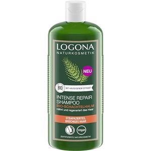 LOGONA Naturkosmetik Intense Repair Shampoo di equiseto biologico, 250 ml, pulizia delicata, vegano e naturale, senza silicone e solfati, per capelli danneggiati e fragili