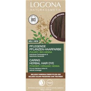 LOGONA Naturkosmetik Colorante vegetale per capelli in polvere vegana con henné biologico per colori intensi e lucentezza, colore per capelli vegetali marrone caffè (marrone), 1 x 100 g