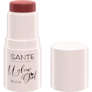SANTE Naturkosmetik U Glow Girl Blush Stick 01 Peach, naturale fresco, cremoso e leggero, multi-uso per guance, labbra e sopracciglia, vegano, certificato NaTrue, edizione limitata, 6 g