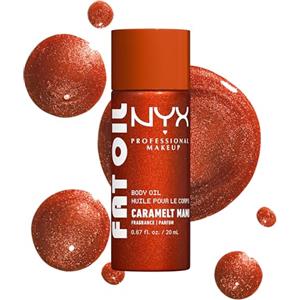 NYX Professional Makeup, Olio Corpo, Pelle Morbida e Idratata, Effetto Luminoso, Texture Leggera, Infuso con Olio di Avocado e Vitamina E, Fat Oil Body Oil, Shade: Caramelt Mami, 20 ml