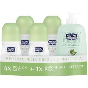 Neutro Roberts, Deodorante RollOn Fresco 4x50ml, Sapone Antibatterico 200ml