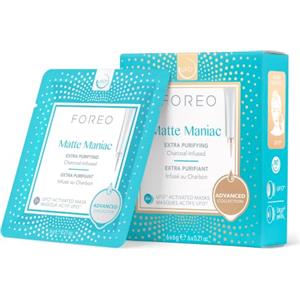 FOREO Matte Maniac Advanced Collection 2.0, Maschera Ufo, Maschera Viso Idratante, Kit Skincare, Amamelide e Carbone, Tutti i Tipi di Pelle, Pelle Grassa e Tendente alle Imperfezioni, Set da 6 Pezzi