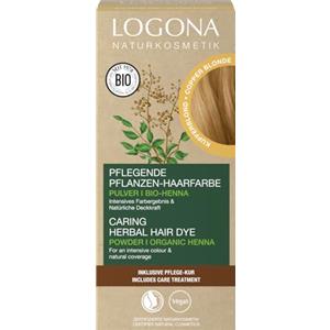 LOGONA Naturkosmetik Colorante vegetale per capelli in polvere vegana con henné biologico per colori intensi e lucentezza, colore per capelli vegetali biondo rame (biondo), 1 x 100 g