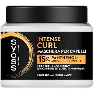 Syoss Maschera per capelli Intense Curl 400ml, 15% Panthenol-Moisture-Complex, Syoss Maschera per capelli mossi e ricci, idratazione di lunga durata