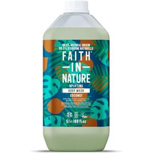 Faith In Nature Gel Doccia Biologico al Cocco, Energizzante, Vegano e Cruelty Free, Senza SLS e Parabeni, Ricarica da 5 L