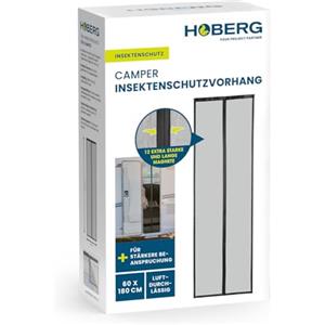 Hoberg Zanzariera per carrello da campeggio, 60 x 180 cm, zanzariera per porta con nastri magnetici XXL, protezione dagli insetti per roulotte, zanzariera magnetica, chiusura automatica