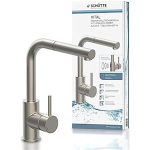 SCHÜTTE 99705 VITAL - Rubinetto per lavello da cucina, con doccetta estraibile, rubinetto automatico con sensore, miscelatore lavello, rubinetto a infrarossi senza contatto, in acciaio inox