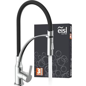 EISL NI183CARCRB CARNEO - Rubinetto da cucina con doccetta estraibile, per il risparmio dell'acqua, rubinetto da cucina orientabile, miscelatore monocomando, cromato nero
