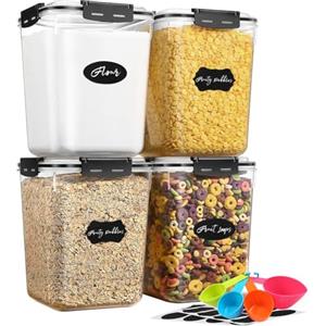 YASHE 5,3L Contenitori Ermetici per Alimenti Grandi 4pezzi, senza BPA Contenitore Plastica con Coperchio, Contenitori Alimentari per Cereali, Pasta, Muesli
