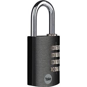 Yale Lucchetto in alluminio a combinazione ‎YE3CB/38/131/1/BK nero, corpo 38mm, arco in acciaio, combinazione a 4 cifre