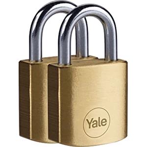Yale Lucchetto in ottone Y110B/25/113/2 corpo 25 mm, arco in acciaio, 3 chiavi, confezione da 2 lucchetti