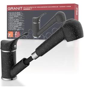 EISL NI183SMCR-LP - Rubinetto da cucina a bassa pressione Granit con doccetta girevole a 360°, ideale per doppio lavello, rubinetto cucina, miscelatore monocomando a bassa pressione