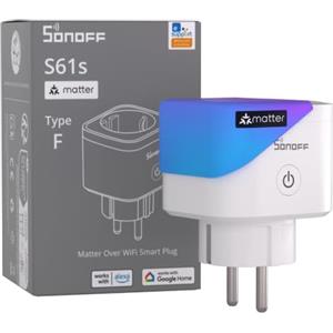 SONOFF S61s Presa Intelligente 16A/3840W - Smart WiFi con Controllo da Remoto e Vocale, Presa Smart Timer, Monitoraggio Energetico - Compatibile con Alexa, Google, Homekit, SmartThings & Matter