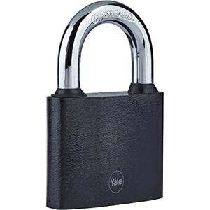 Yale Y300B/63/127/1 - Lucchetto Y111B/60 60 mm nero: corpo in acciaio con arco temprato antitaglio e serratura a chiave testata 10.000 cicli per armadietti cassette garage e capanni