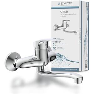 SCHÜTTE ORAZI 36760 - Rubinetto da parete cromato a 360°, ideale per doppio lavello, montaggio a parete, rubinetto da parete per cucina/lavandino, miscelatore per montaggio a parete