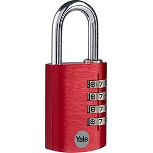 Yale Lucchetto in alluminio a combinazione YE3CB/38/131/1/CO rosso, corpo 38mm, arco in acciaio, combinazione a 4 cifre