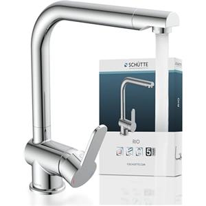 SCHÜTTE 79816 RIO rubinetto girevole a 360° per cucina, miscelatore per lavello con bocca alta per cucina, miscelatore monocomando per lavello rubinetto doppio per lavello, rubinetto in cromo