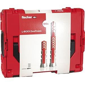 Fischer Duopower L-Boxx Valigetta Attrezzi, Assortimento 910x Tasselli Duopower, Ø 6-8-10 mm Cassetta Resistente agli Urti e Impilabile, compatibile sortimo, 560492