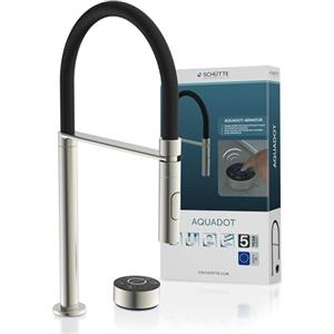 SCHÜTTE AQUADOT - Miscelatore digitale per lavello con Smart Control, moderno rubinetto da cucina con tubo Soft Touch, effetto acciaio inox/nero