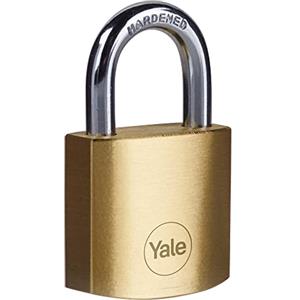 Yale Y110B/30/115/1/B Lucchetto in Ottone 30 mm, Cilindro a 4 Pin con Doppio Blocco, Arco in Acciaio Temprato Antitaglio, Resistente alla Corrosione, Ideale per Armadietti, Zaini e Uso Interno