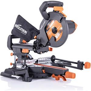 Evolution Power Tools - R210SMS+ Troncatrice Radiale Scorrevole Multi-Materiale 210 mm con Pacchetto Plus, 230 V Grigio, Con Filo, tromcatricem, per tagli,